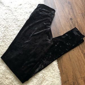 Black velvet leggings